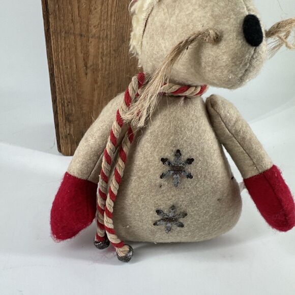 Primitive Mouse Winter Candy Cane Christmas Fabric Cloth 9.75"Tx6"Wx4"D Weighted - Picture 3 of 10